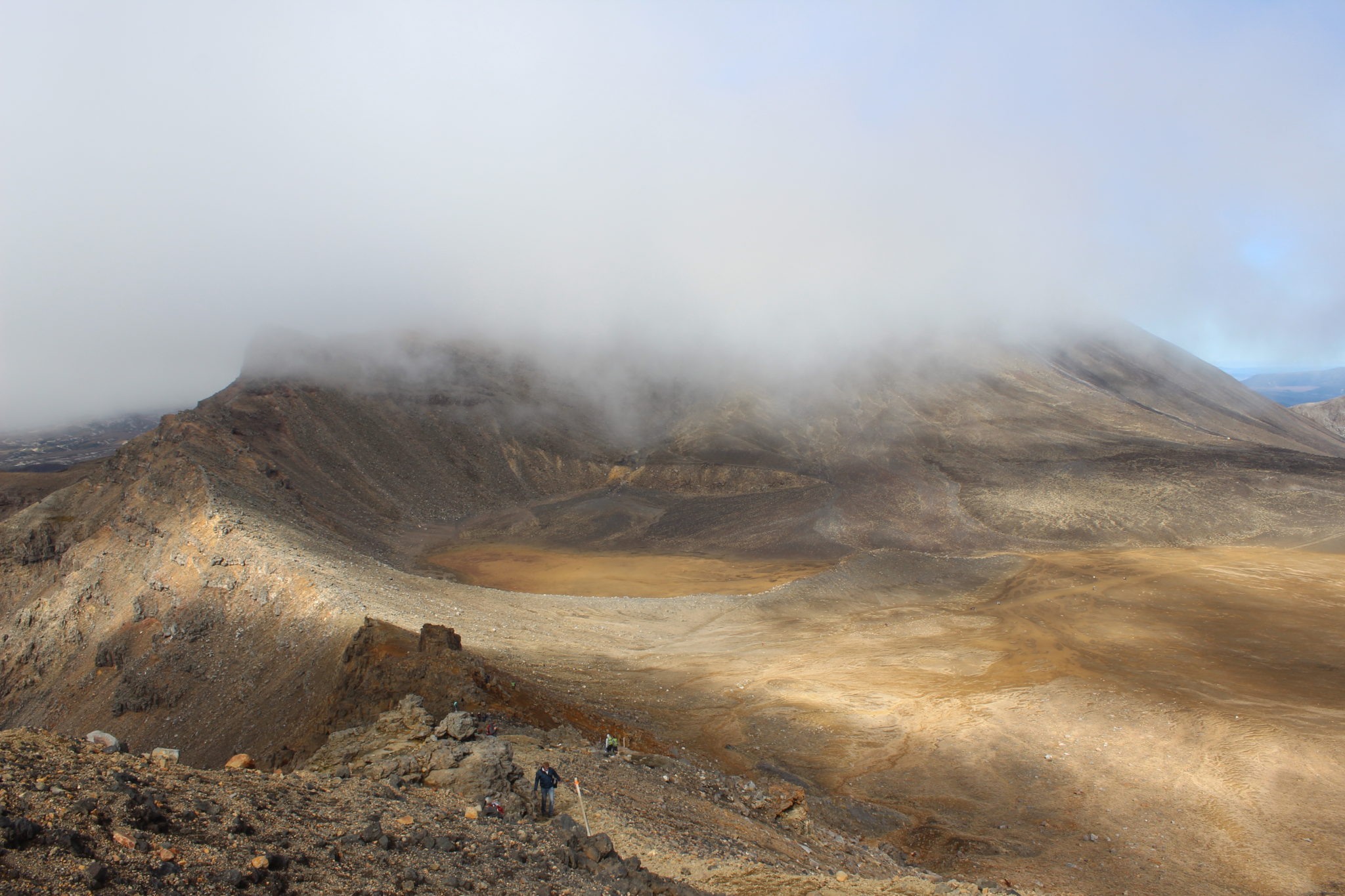 Overlooking the crater on the Tongariro Alpine Crossing, New Zealand