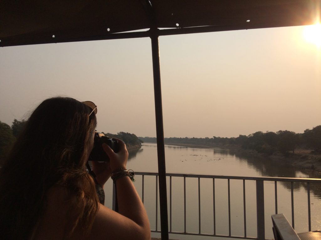 Photographing the sunrise over the river, SOuth Luangwa, Zambia