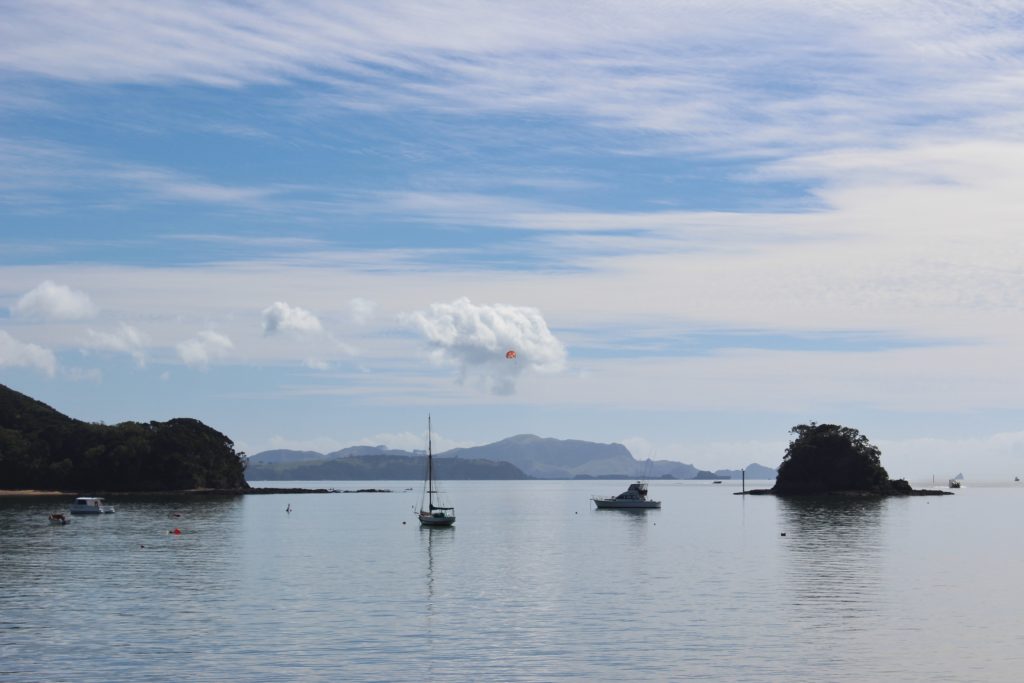 Boats moored in the By of Islands, New Zealand