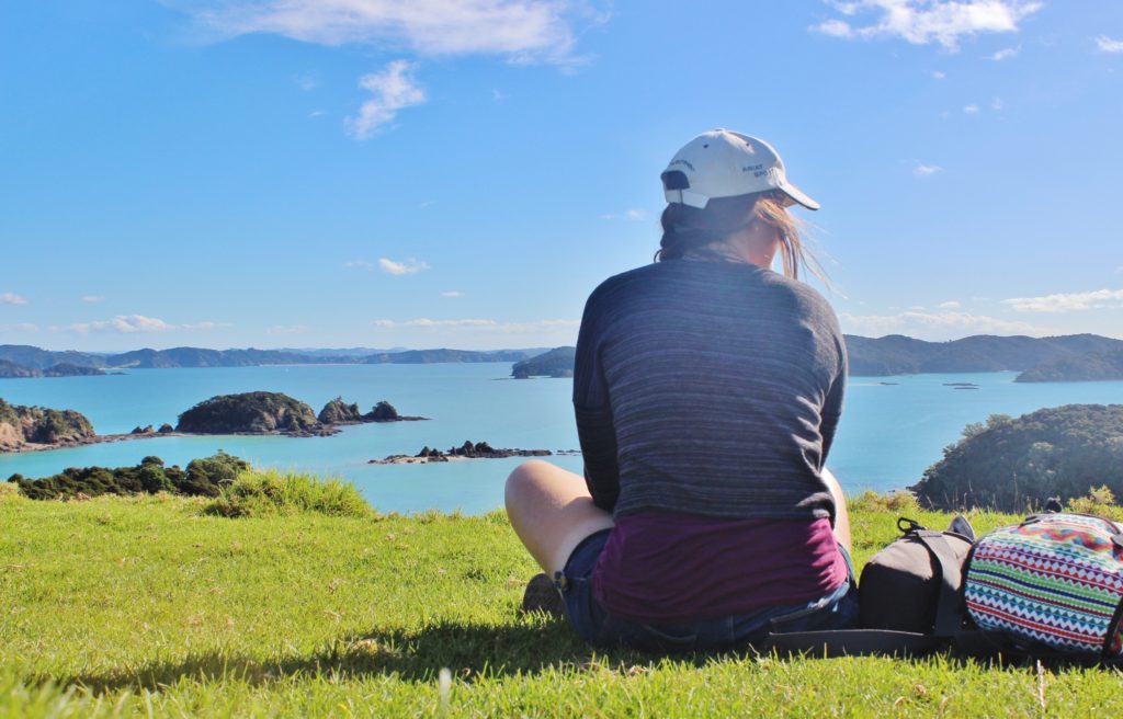 Admiring the view of the Bay of Islands, New Zealand