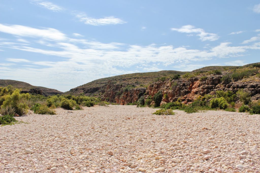 Walk through the dry riverbed at Mandu-Mandu Gorge on the Ningaloo Coast, Australia
