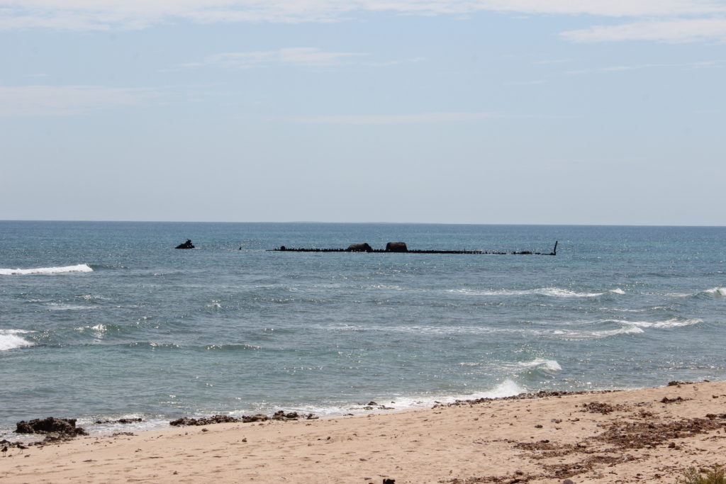 The SS Mildura, wrecked in 1907, can be seen from the beach at the Ningaloo Coast, Australia