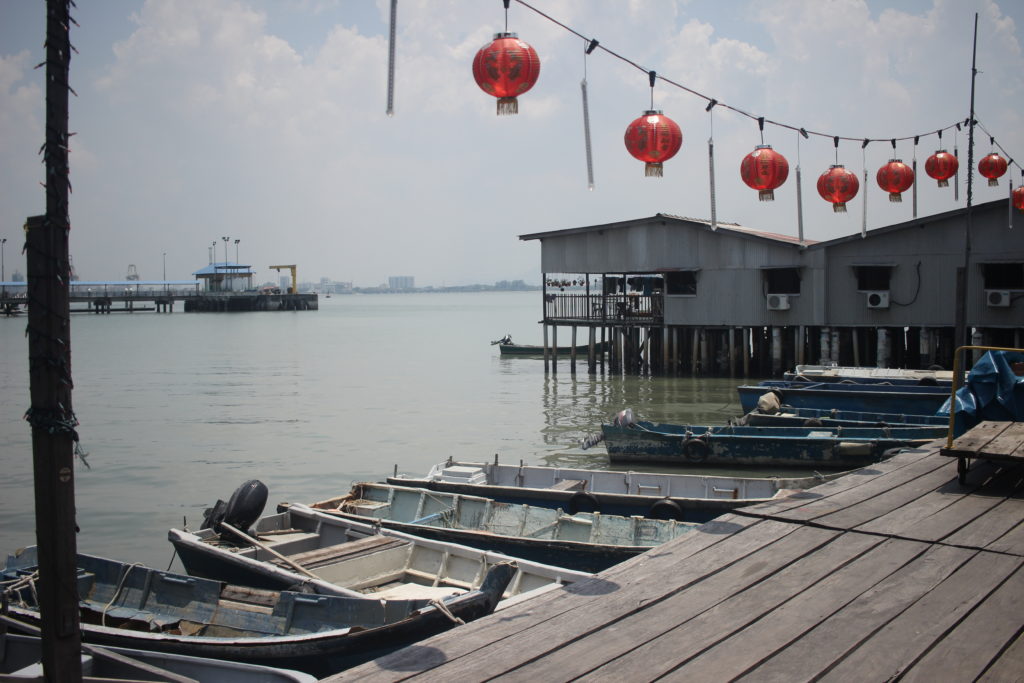 Boats by a Clan Jetty in Penang, Malaysia