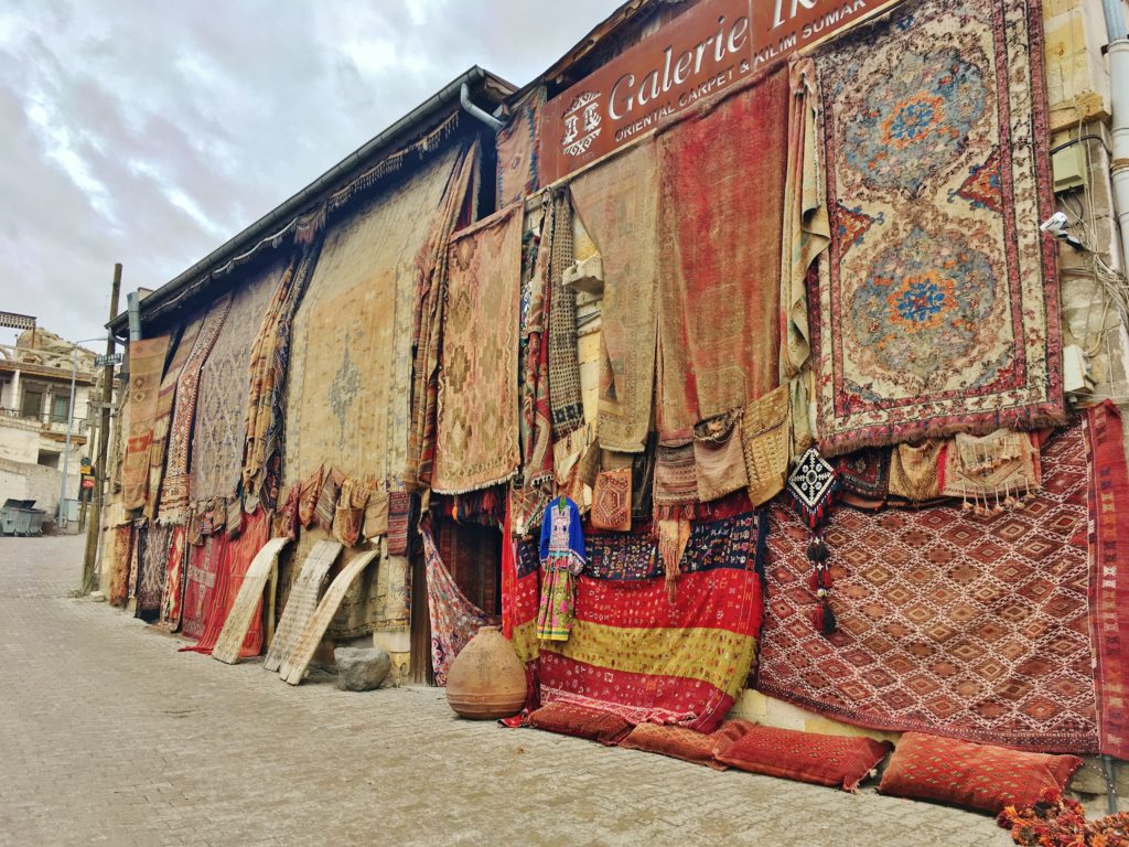 Colourful rugs for sale in Cappadocia, Turkey