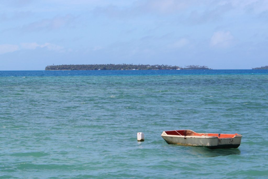 A small boat at anchor, Tonga