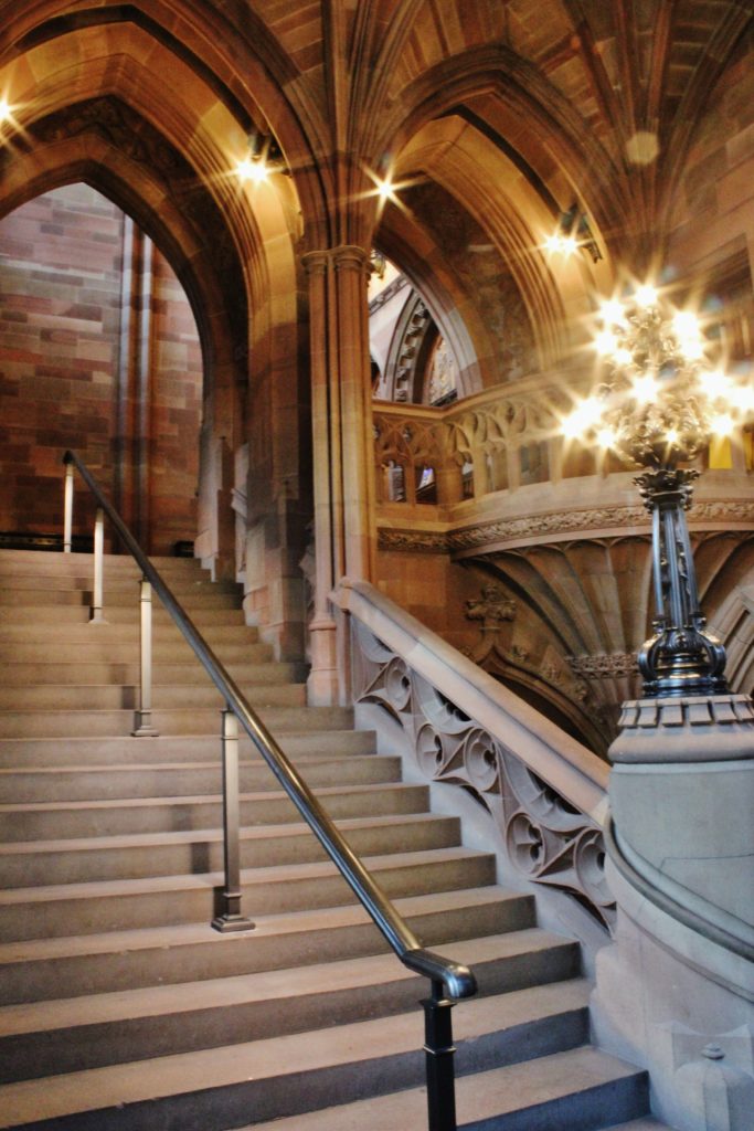 Staircase in John Ryland's Library, Manchester, UK