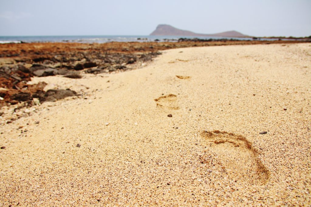 Footprints in the sand at Monte Leao, Sal, Cape Verde