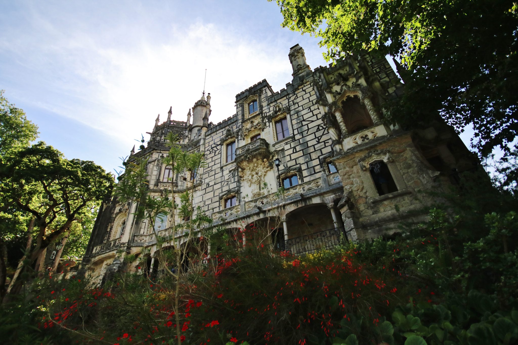 The main house of Quinta da Regaleira in its Gothic style, Sintra, Portugal