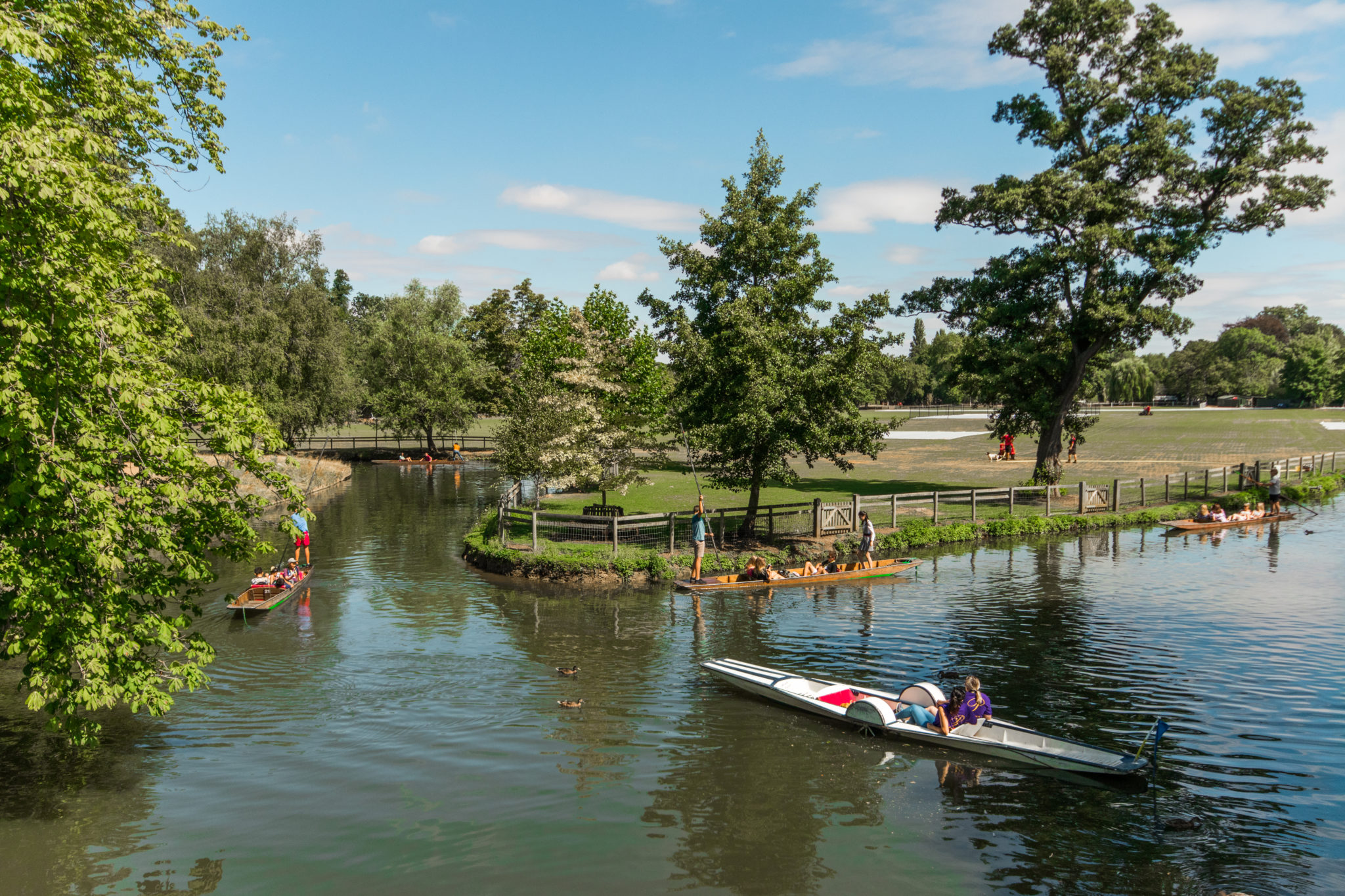 Punting on the river is a popular activity in Oxford, UK