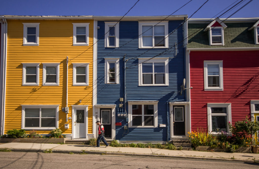 The colourful houses of St. John's' Jellybean Row, Canada