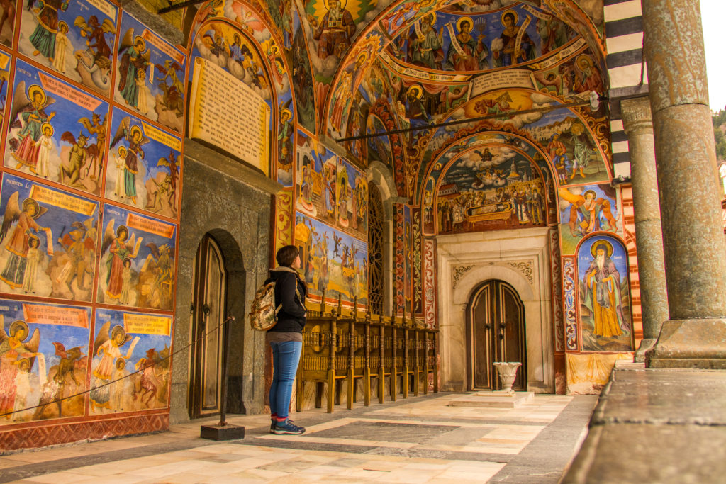 The colourful church of the Rila Monastery, Bulgaria