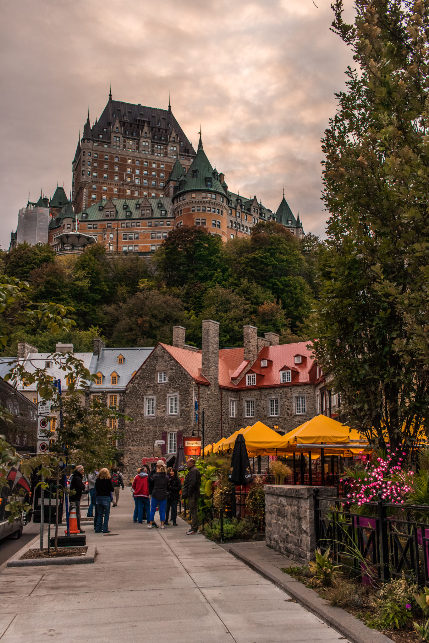 The Château Frontenac sits overlooking the city of Québec, Canada