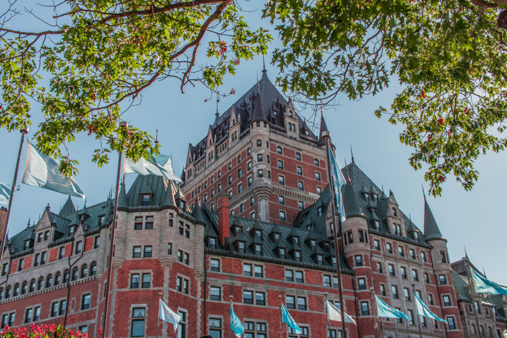 The Fairmont Le Château Frontenac hotel sits over the Old Town of Québec