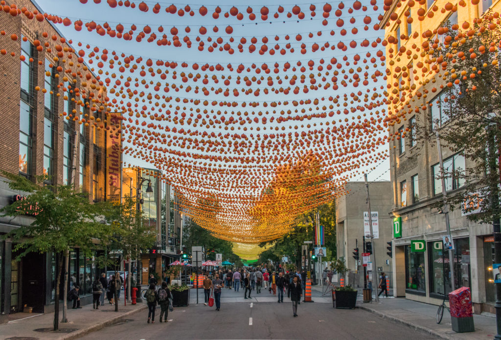 A rainbow of baubles in Montreal, Canada