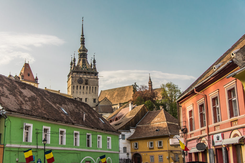Colourful buildings in Sighisoara, Romania