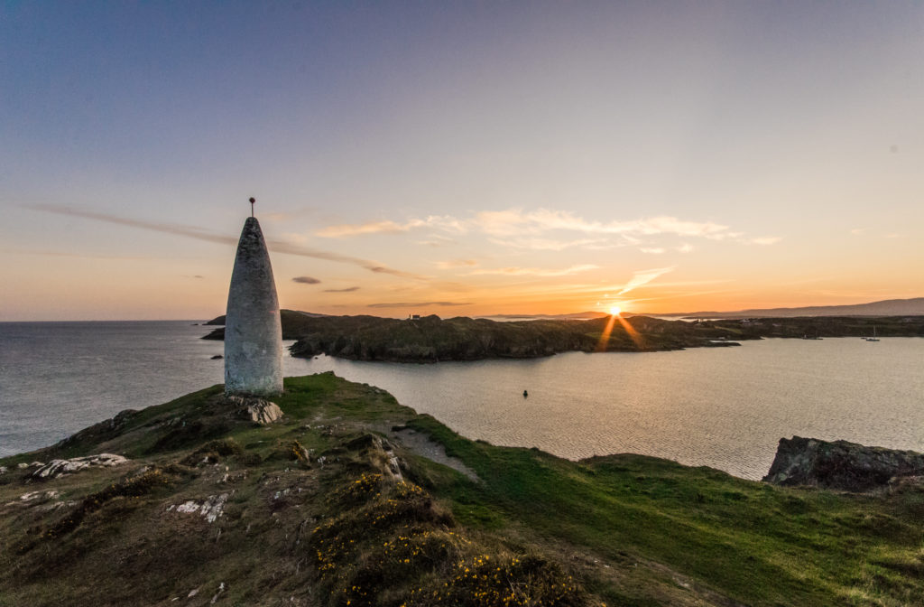 The Baltimore Beacon sits on the cliff above the Atlantic Ocean, Ireland