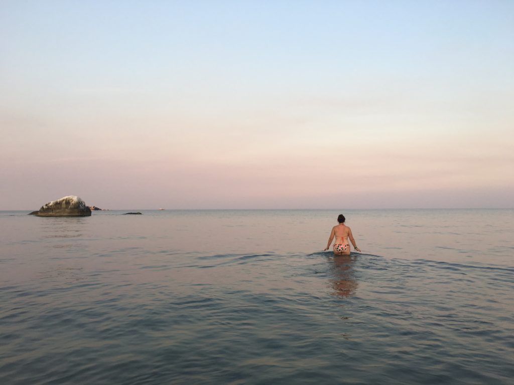 Going for an evening swim in Lake Malawi at the Lake of Stars festival