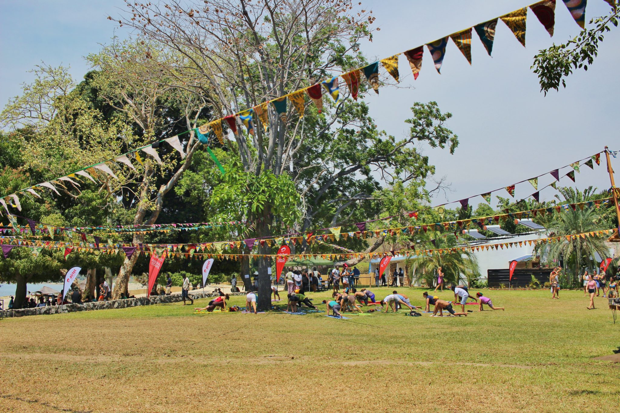 Morning yoga at the Lake of Stars festival in Malawi