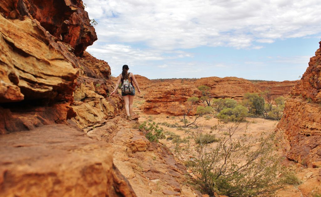Walking along the ridge of King's Canyon, Australia