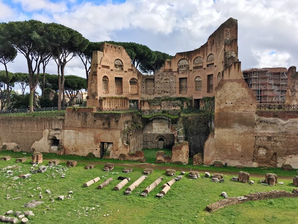 Some of the ruins at the top of Palatine Hill in Rome, Italy