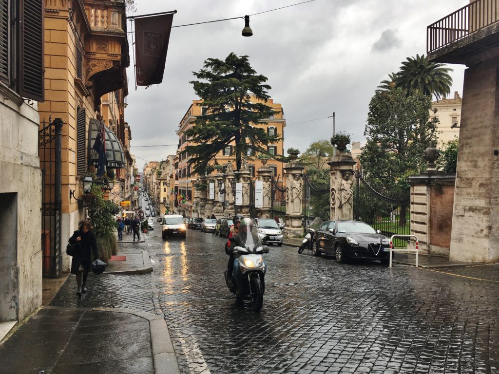 Rainy streets in Rome, Italy