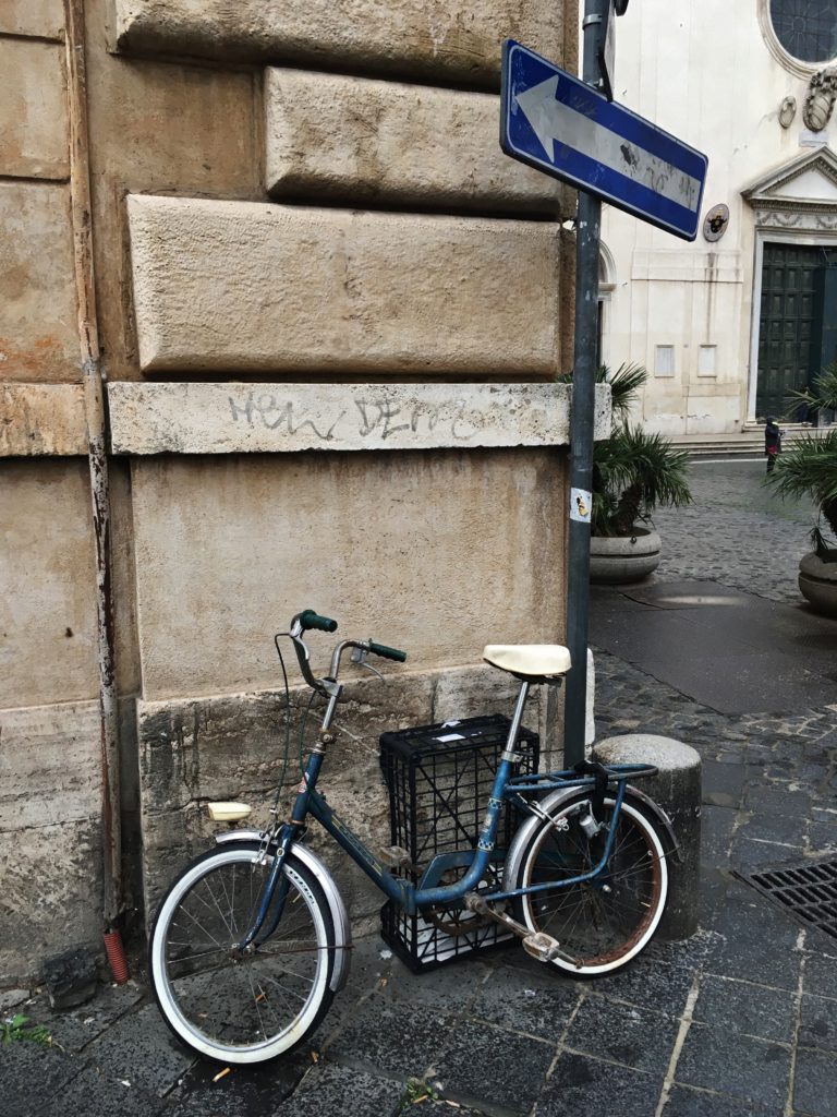 A bicycle on the streets of Rome, Italy