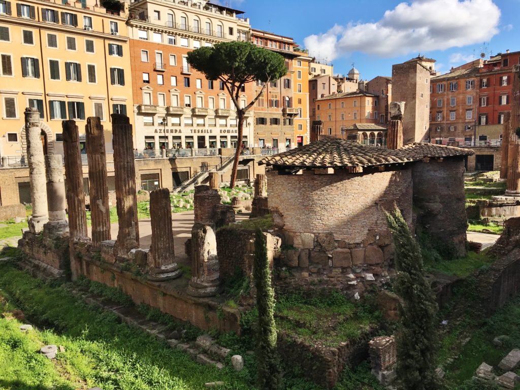 The ruins of Largo di Torre Argentina in Rome, Italy