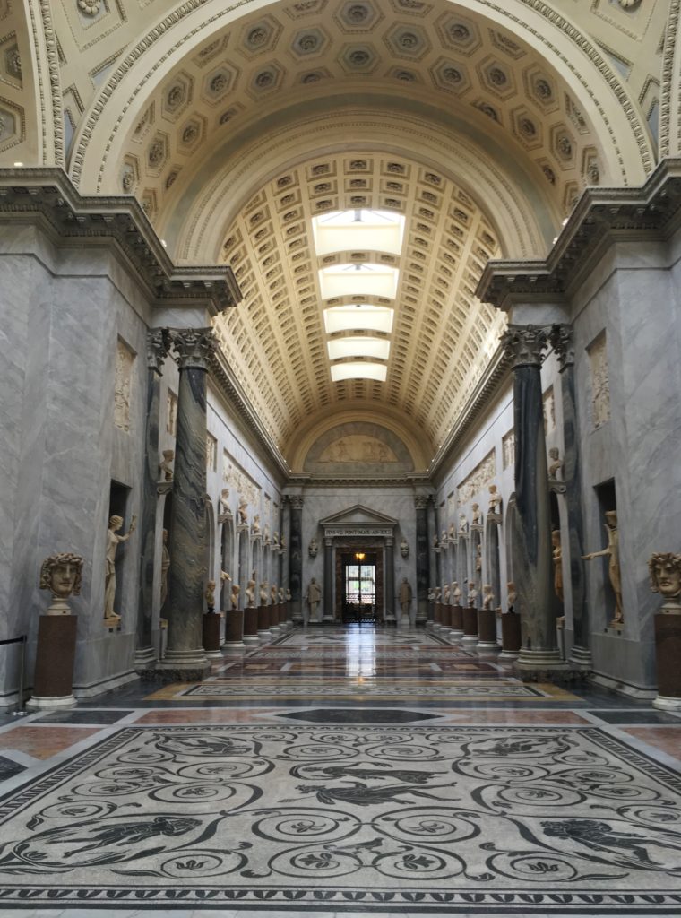 An empty hallway in the Vatican Museum