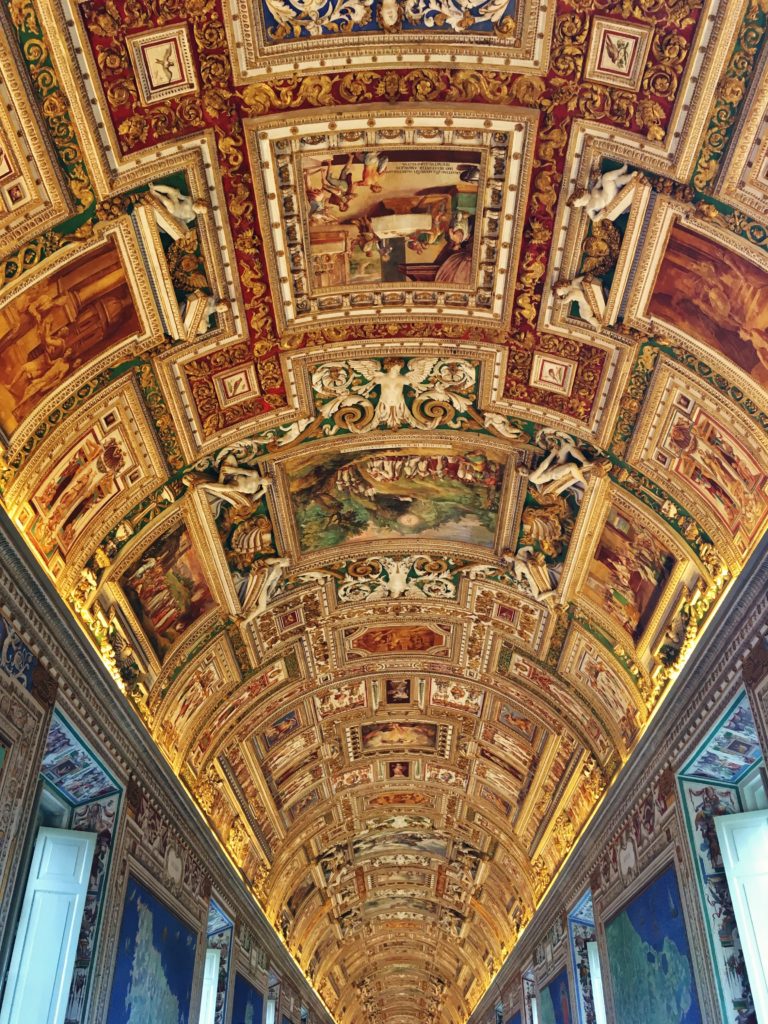 A decorative ceiling in the Vatican Museums