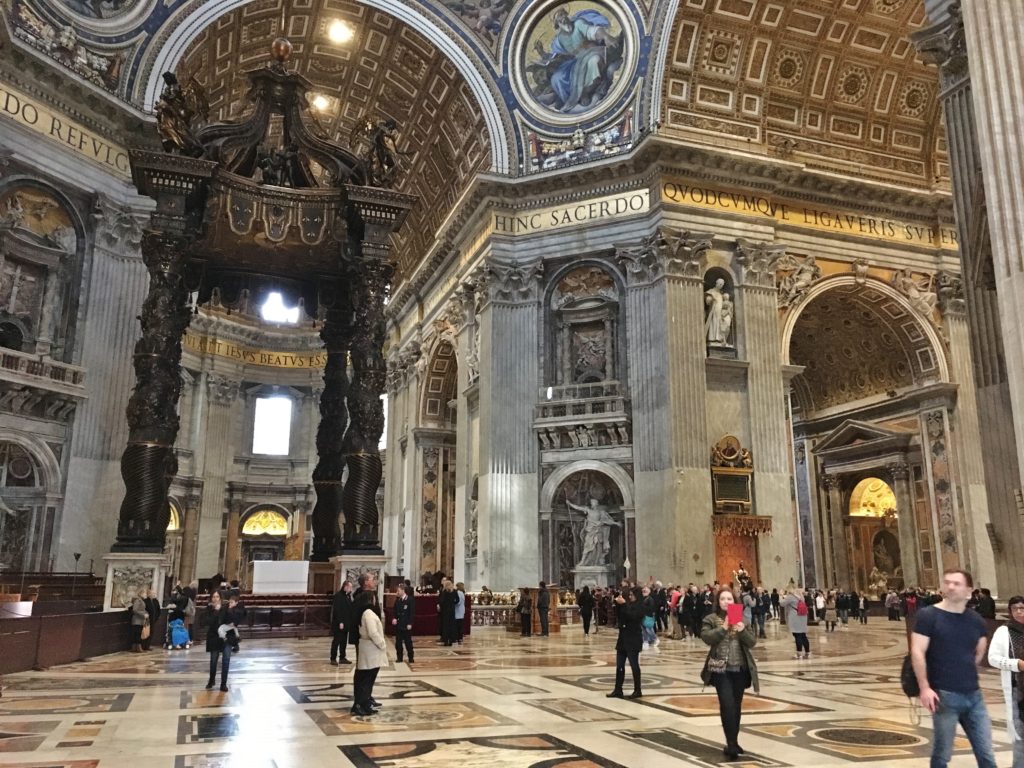 The interior of St. Peter's Basilica in Vatican City