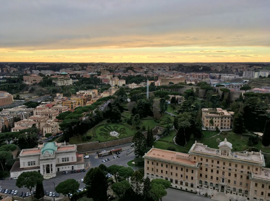 Looking over the Vatican Gardens from the top of St. Peter's Basilica