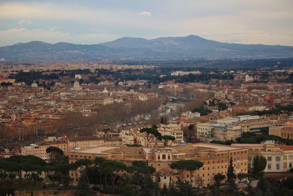 The view over Rome from the top of St. Peter's Basilica, Vatican City