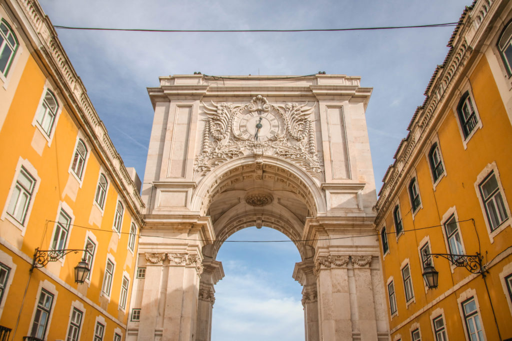 The Augusta Arch between Rua Augusta and Commercio Square in Lisbon, Portugal