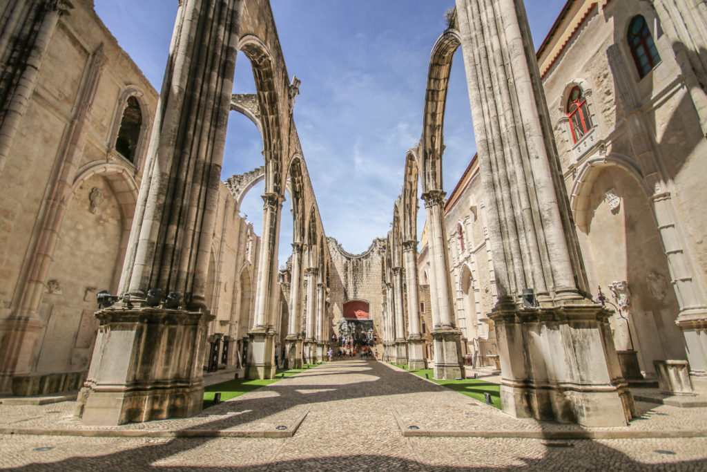 The roofless Carmo Convent in Lisbon, Portugal