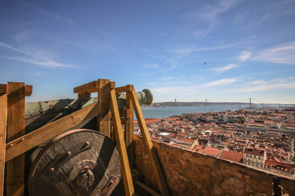 View from the walls of Castelo de Sao Jorge in Lisbon, Portugal