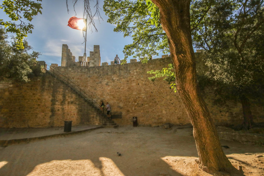 Inside the walls of Castelo de Sao Jorge in Lisbon, Portugal