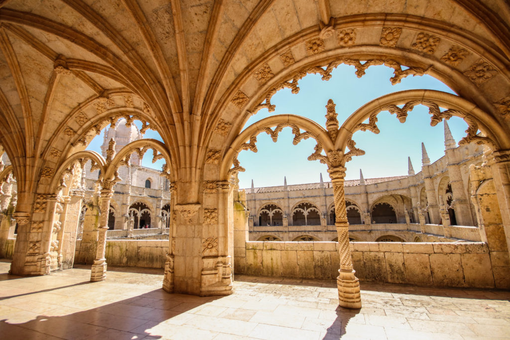 Decorative arches in the Jeronimo MOnastery in Lisbon, Portugal