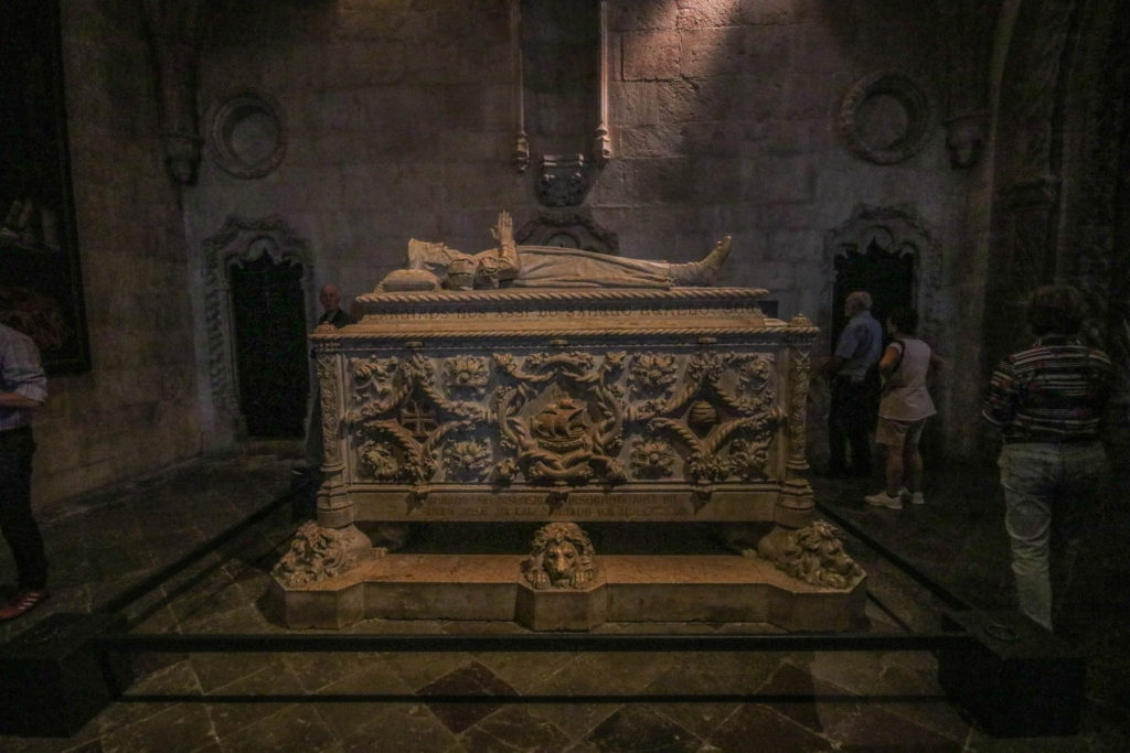 The tomb of Vasco de Gama in the Monastery of the Hieronymites in Lisbon, Portugal