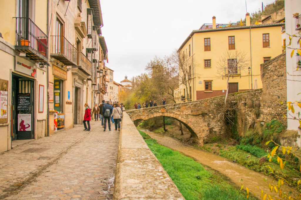 Walking along the Carrero del Dorro in Granada, Spain