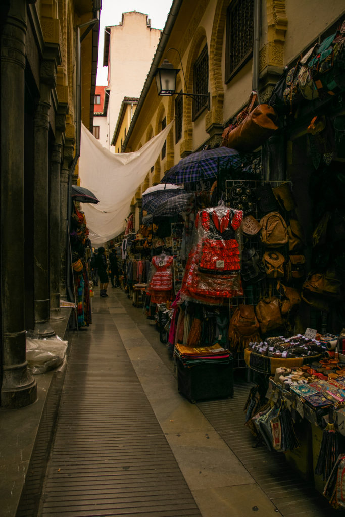 Market stalls in the Alcaicería market in Granada, Spain