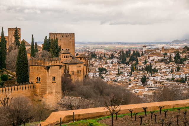 The view across the rest of the Alhambra from the Generalife in Granada, Spain