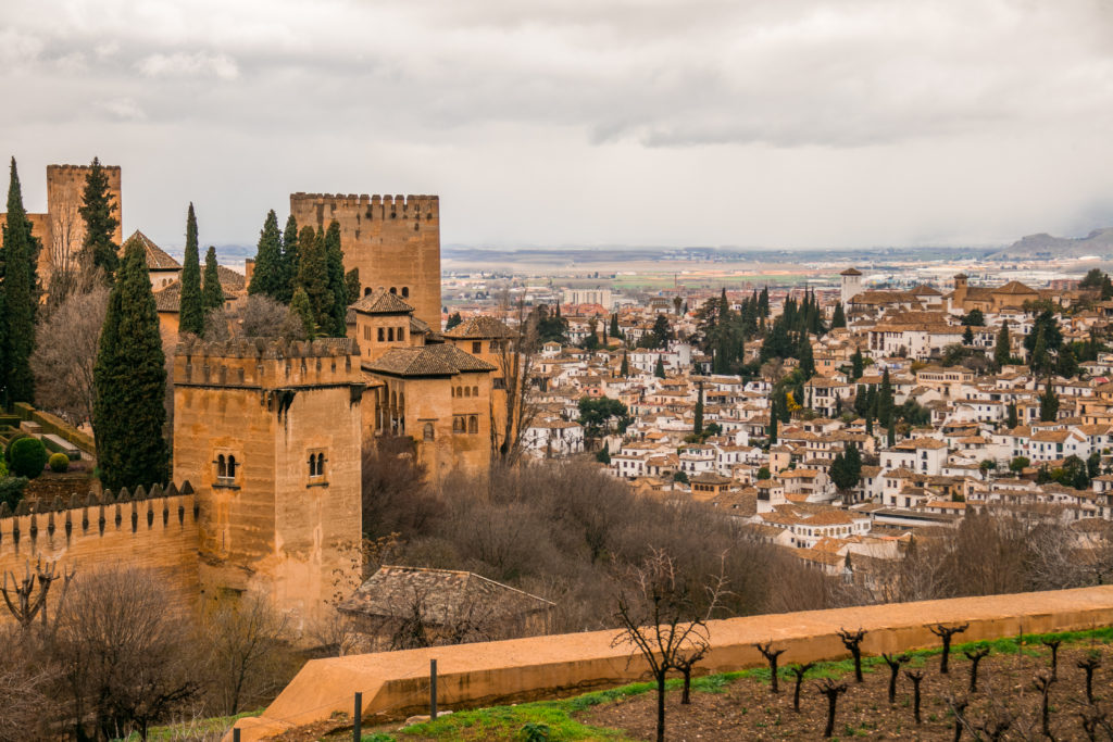 The view across the rest of the Alhambra from the Generalife in Granada, Spain