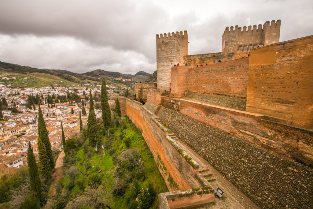 The Alcazaba fortress section of the Alhambra in Granada, Spain