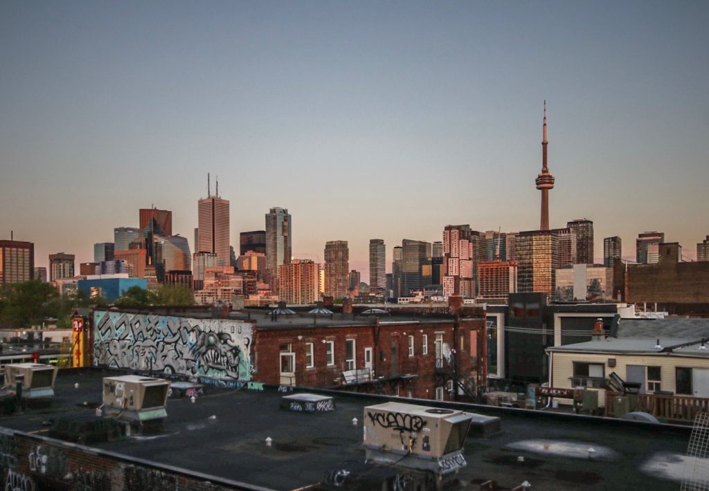 Sunset spot overlooking the Toronto skyline from Kensington Market, Canada
