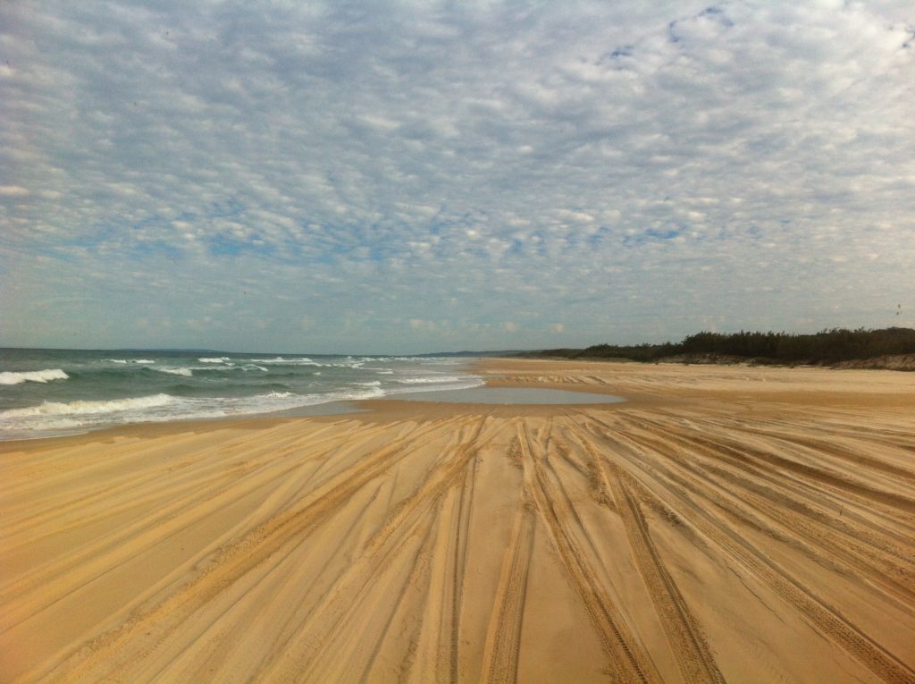 The golden sand of Fraser Island's 75 Mile Beach