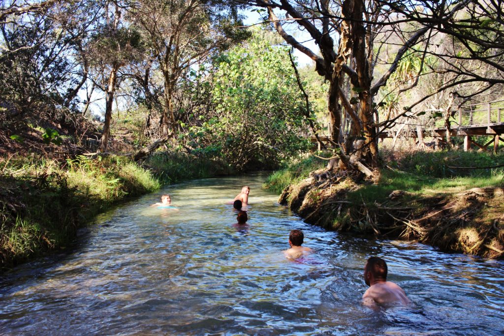Floating down Eli Creek on Fraser Island, Australia