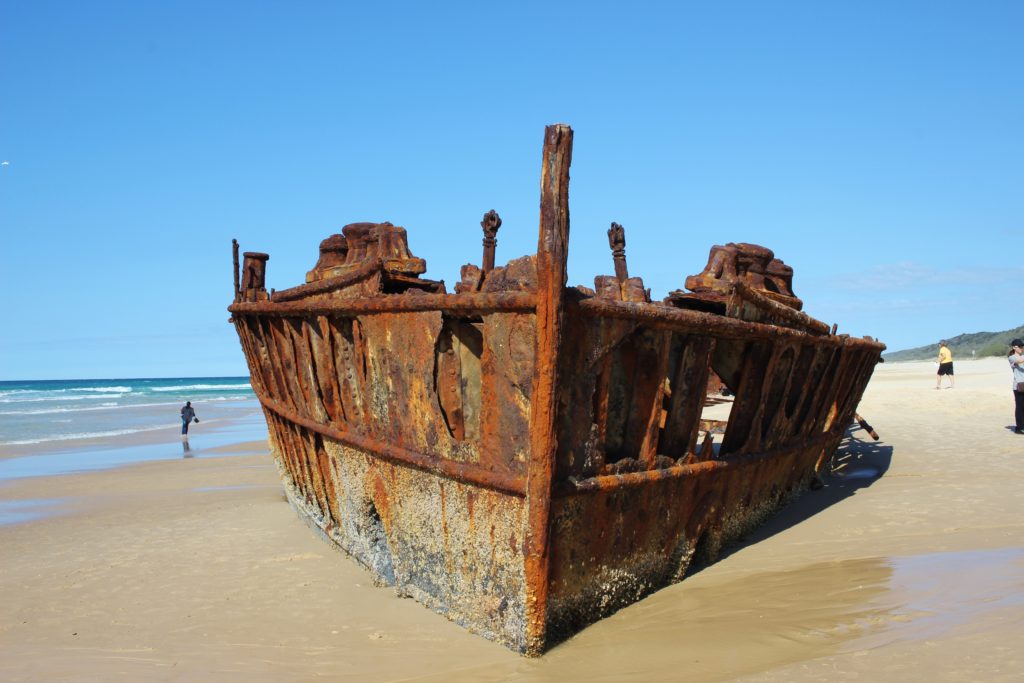 All that remains of the SS Maheno, shipwrecked on Fraser Island, Australia