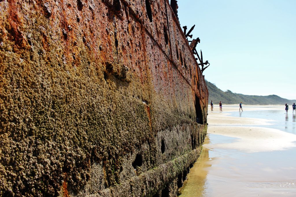 Close up of the SS Maheno on Fraser Island, Australia