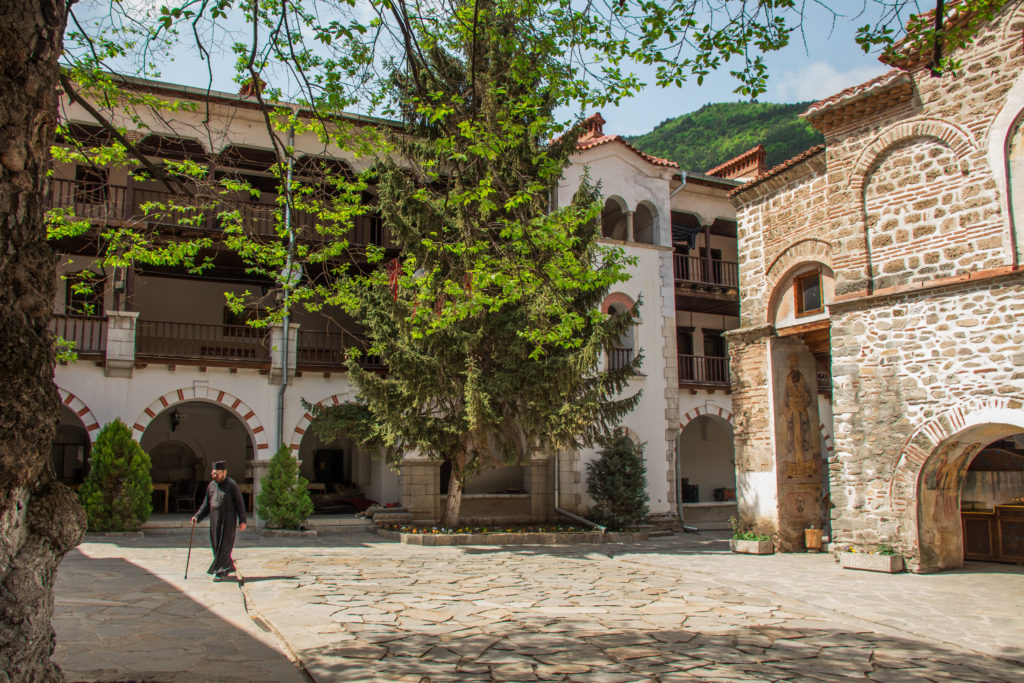 The main courtyard of Bachkovo Monastery, near Plovidv, Bulgaria