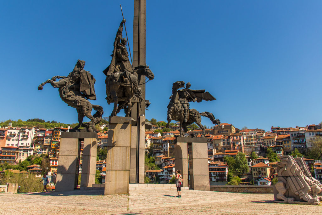 A large statue in the centre of Veliko Tarnovo, Bulgaria